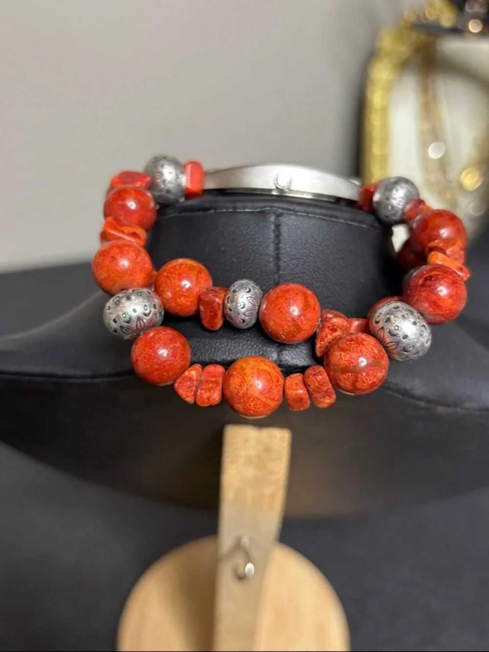 Coldwater Creek Stone Silver Tone Boho WORKING Stretch Watch Southwestern